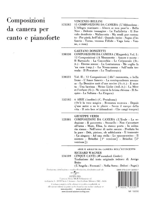 Composizioni Da Camera Volume I - per canto e pianoforte - soprán a klavír